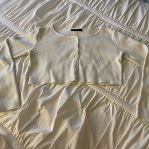 cropped button up cardigan
